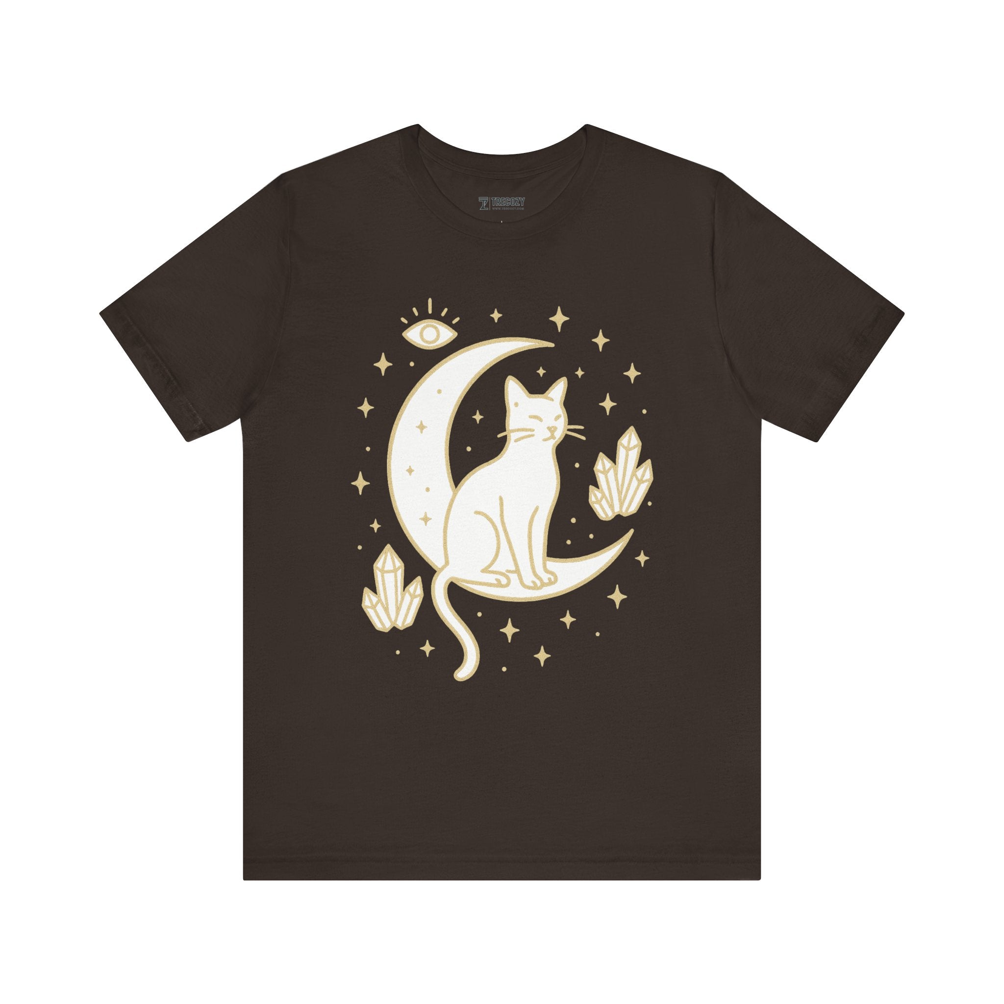 Cat with Crystals Tee, Cozy Cat Lover Shirt, Gift for Pet Owners, Trending Cute Animal Top, Cute Cat Tee