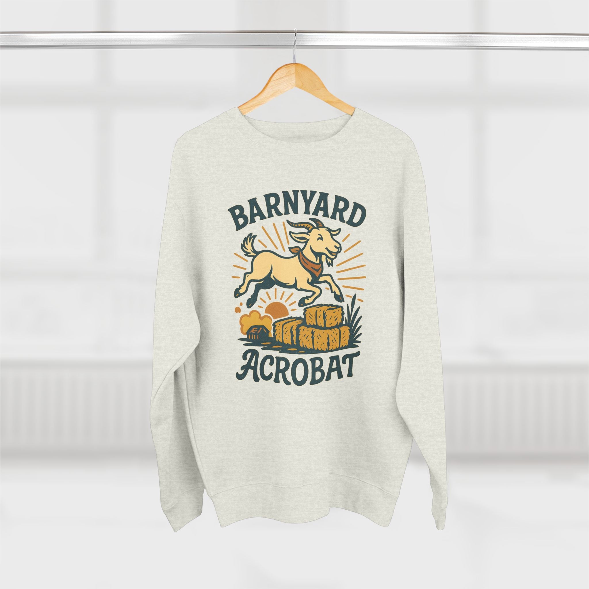 Barn Yard Acrobat GOAT Unisex Crewneck Sweatshirt | Cozy Fall Fashion, Gift for Nature Lovers, Perfect for Outdoors & Running, Seasonal Apparel