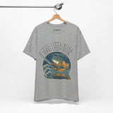 Hold the Edge, Feel the Tide – Japanese Ukiyo-e Samurai Frog T-Shirt, Warrior Wave Graphic Tee