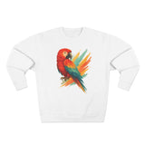Colorful Parrot Unisex Crewneck Sweatshirt with Back Print, Gift for Bird Lovers, Cute Casual Wear, Artsy Vibe, Ideal for Cozy Days, Birthday Gift