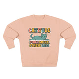 Playful Catitude Sweatshirt - Purr More Stress Less, Pet Lovers Gift, Animal Lover Apparel, Cozy Work from Home Wear, Cat Mom Sweatshirt
