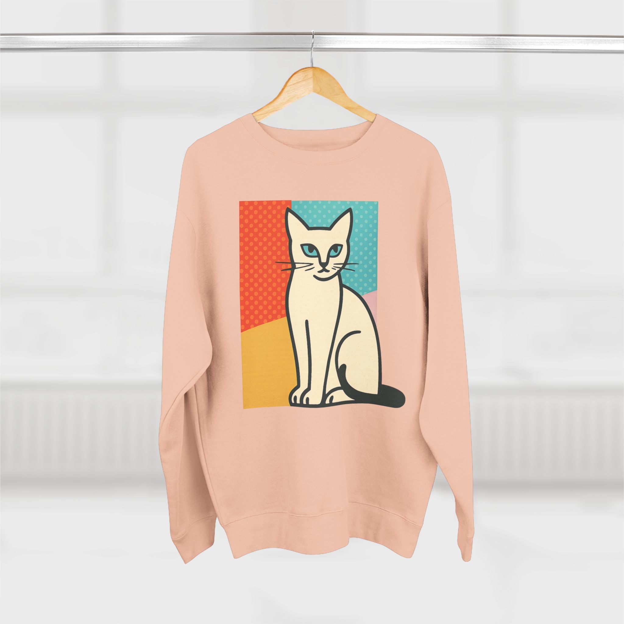 Modern Art Cat Unisex Crewneck Sweatshirt, Cat Lover Gift, Cozy Sweater for Pet Owners, Cute Animal Apparel, Perfect for Birthdays, Holidays