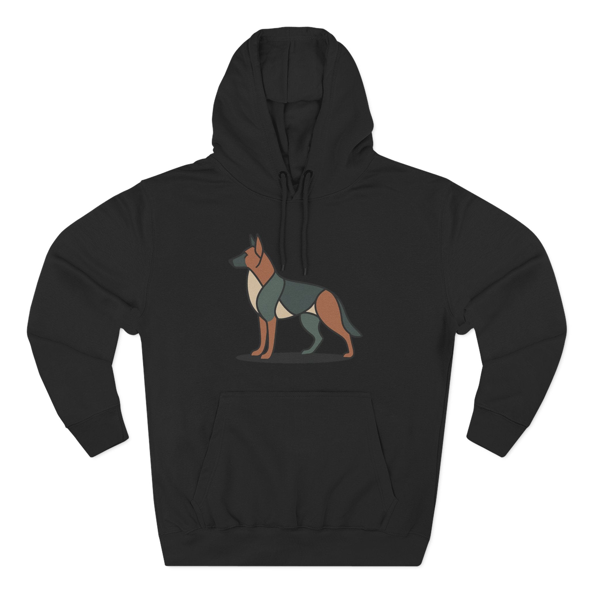 Geometric German Shepherd Signature Fleece Hoodie with Back Print - Pet Parent Gift, Cozy Dog Hoodies, Animal Lover Wardrobe, Comfortable Hooded Sweatshirt Musthaves