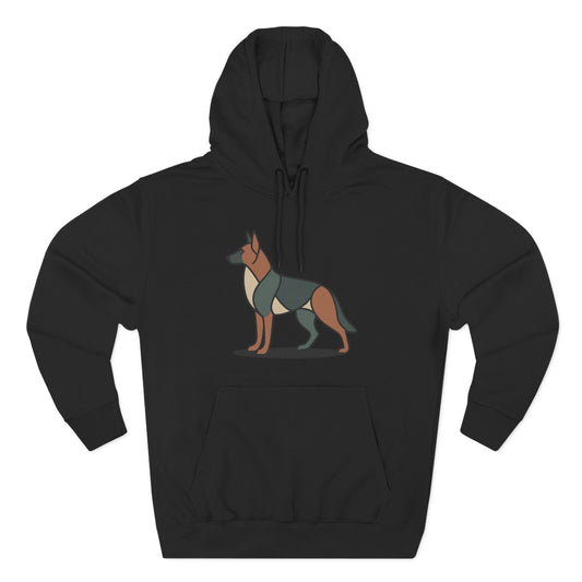 Geometric German Shepherd Signature Fleece Hoodie with Back Print - Pet Parent Gift, Cozy Dog Hoodies, Animal Lover Wardrobe, Comfortable Hooded Sweatshirt Musthaves