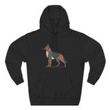 Geometric German Shepherd Signature Fleece Hoodie with Back Print - Pet Parent Gift, Cozy Dog Hoodies, Animal Lover Wardrobe, Comfortable Hooded Sweatshirt Musthaves