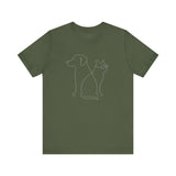 Cute Pet Outline Unisex Tee, Dog Lover Gift, Cat Mom Shirt, Animal Lover Apparel, Everyday Casual Wear, Animal Adoption Awareness