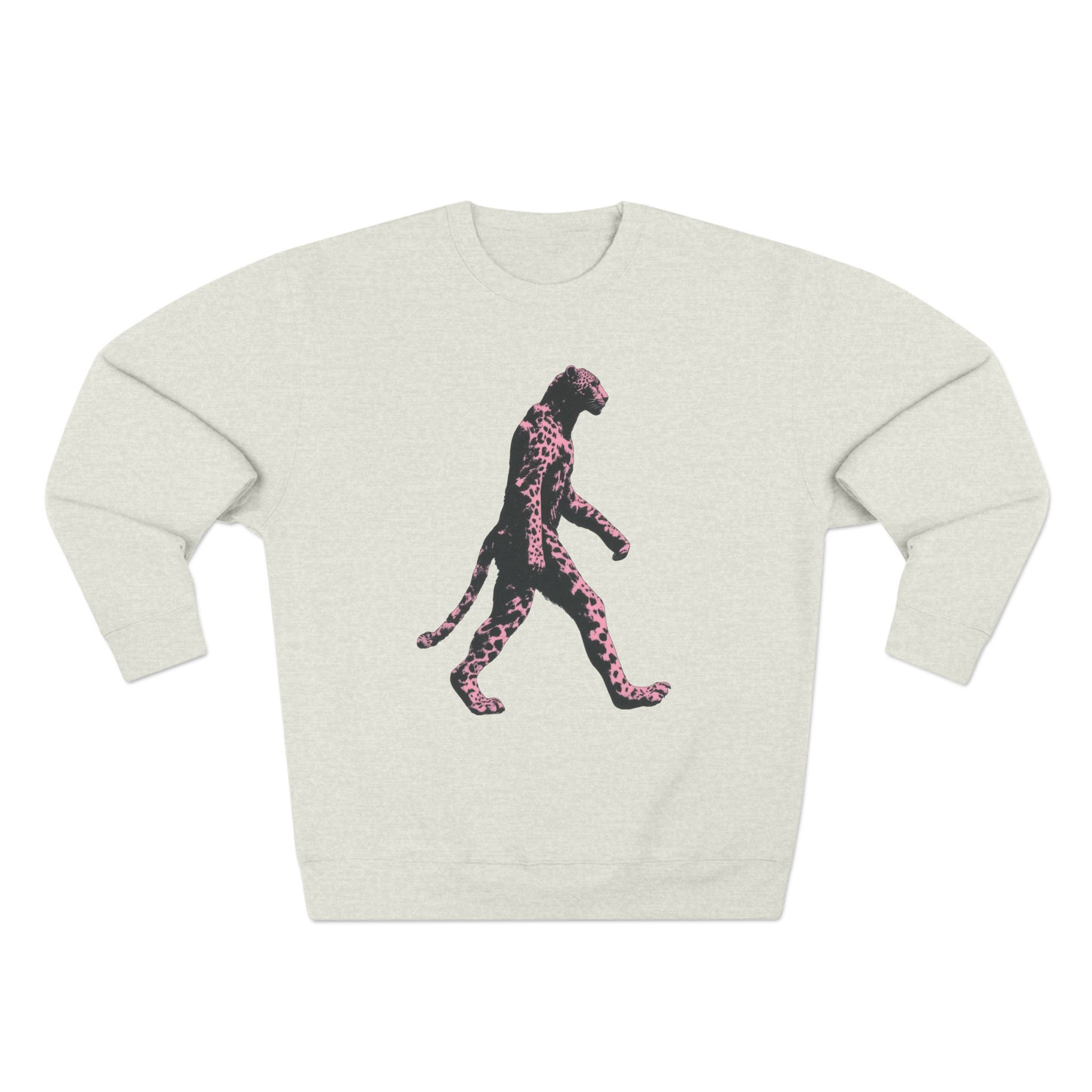 Pink Leopard Crewneck Sweatshirt, Cozy Sweatshirt, Nature Lover Gift, Animal Sweatshirt, Casual Wear, Unisex Fashion