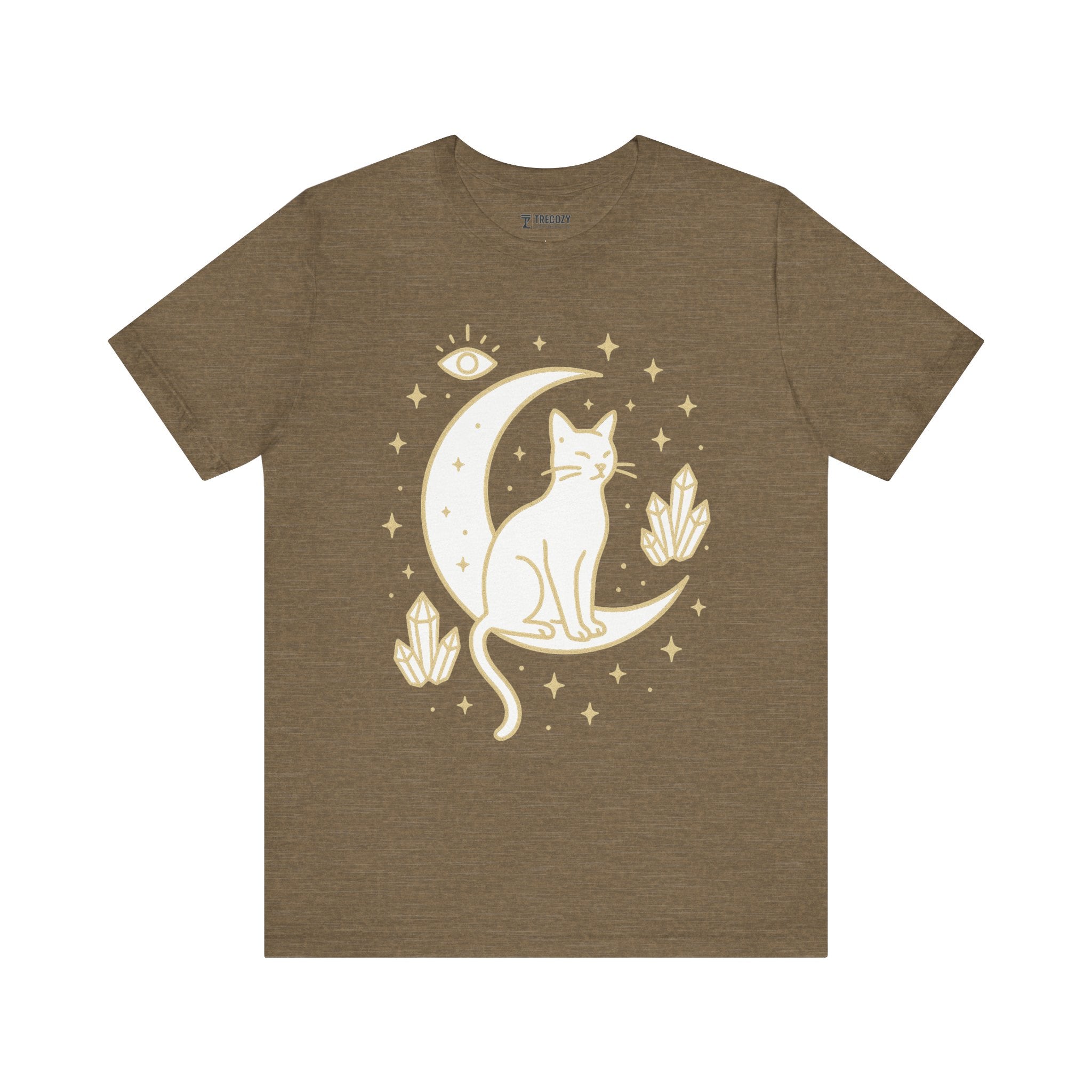 Cat with Crystals Tee, Cozy Cat Lover Shirt, Gift for Pet Owners, Trending Cute Animal Top, Cute Cat Tee