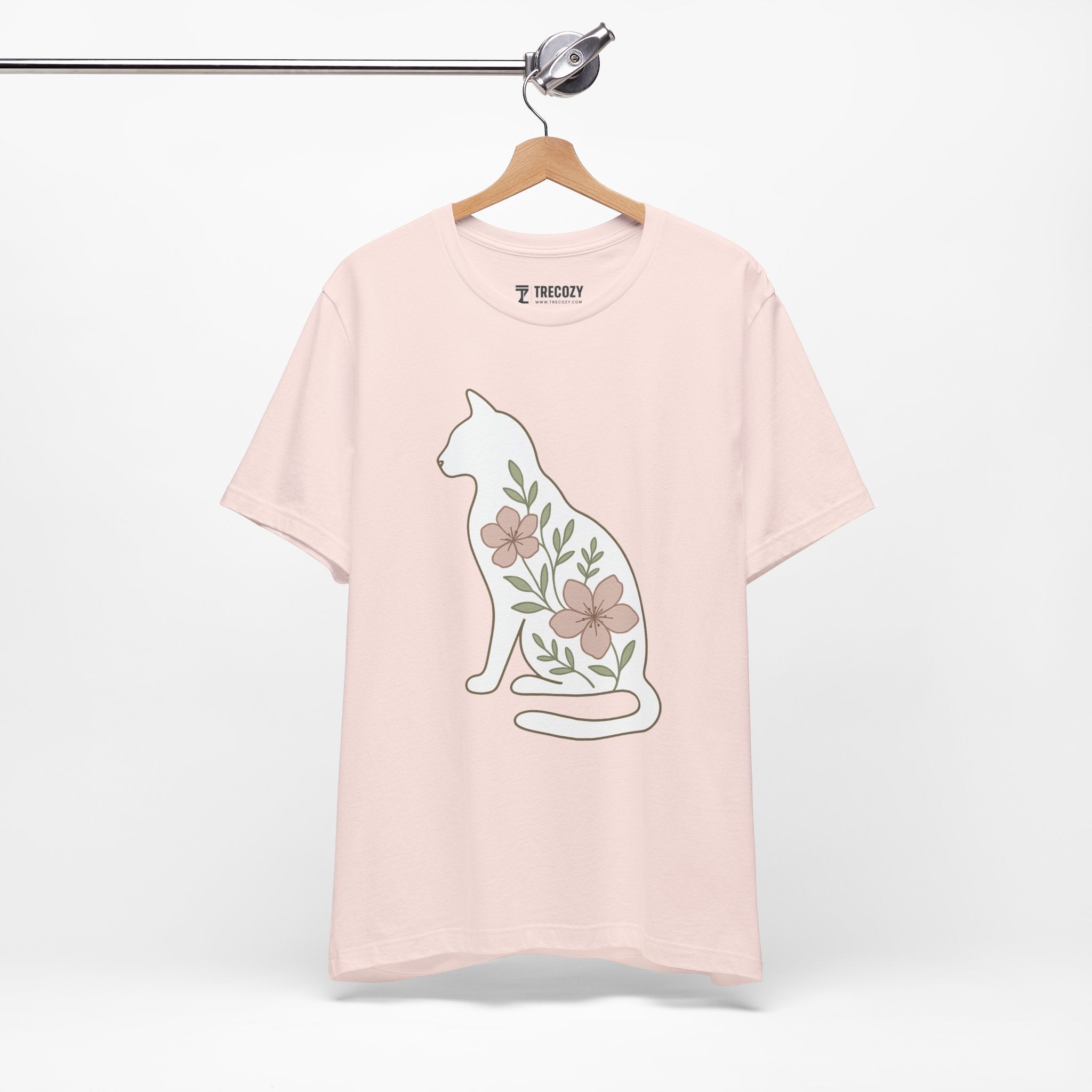 Floral Cat Tee, Cozy Cat Lover Shirt, Gift for Pet Owners, Cute Animal Top, Nature Inspired Fashion