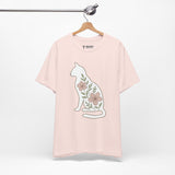 Floral Cat Tee, Cozy Cat Lover Shirt, Gift for Pet Owners, Cute Animal Top, Nature Inspired Fashion