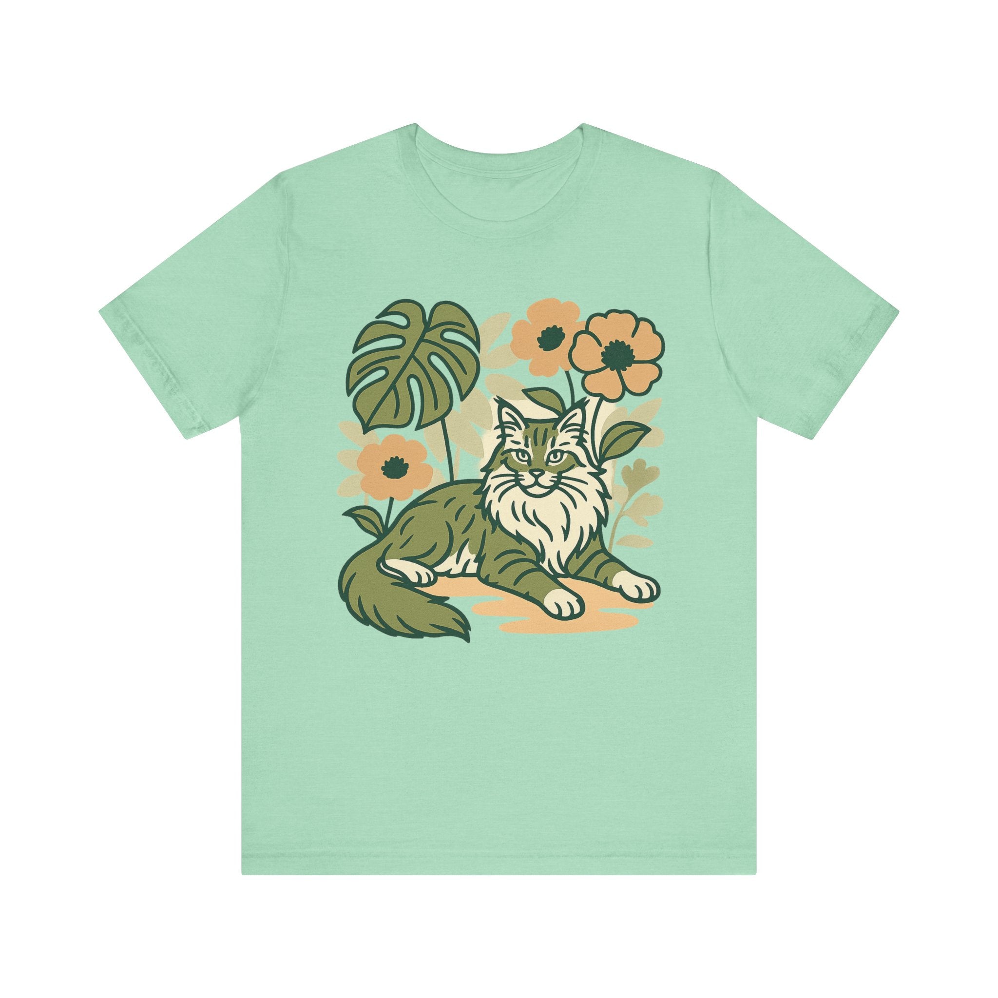 Cat with Plants Tee, Unisex Graphic Shirt, Pawsome Travel Shirt, Pet Lover Gift, Outdoor Adventure Apparel