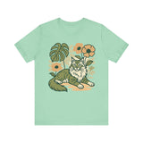 Cat with Plants Tee, Unisex Graphic Shirt, Pawsome Travel Shirt, Pet Lover Gift, Outdoor Adventure Apparel