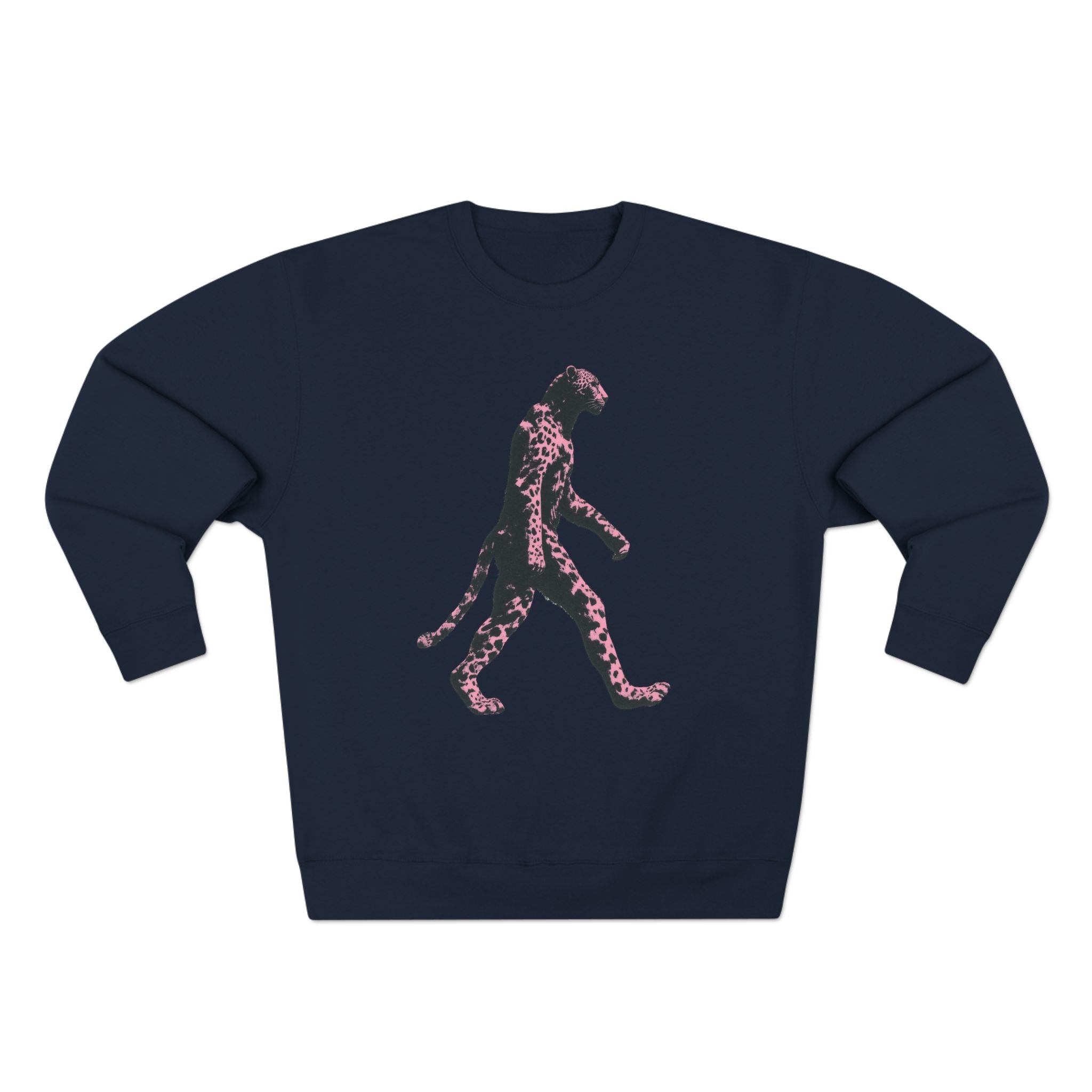 Pink Leopard Crewneck Sweatshirt, Cozy Sweatshirt, Nature Lover Gift, Animal Sweatshirt, Casual Wear, Unisex Fashion