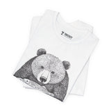 Bear with Fish Catch – Hand-Drawn Wildlife T-Shirt, Rustic Nature Graphic Tee, Artisan Wildlife Graphic Tee