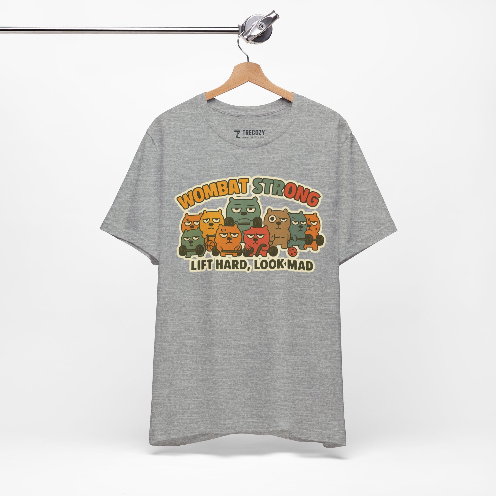 Wombat Strong – Funny Gym Animal T-Shirt, Lift Hard Look Mad Cartoon Graphic Tee
