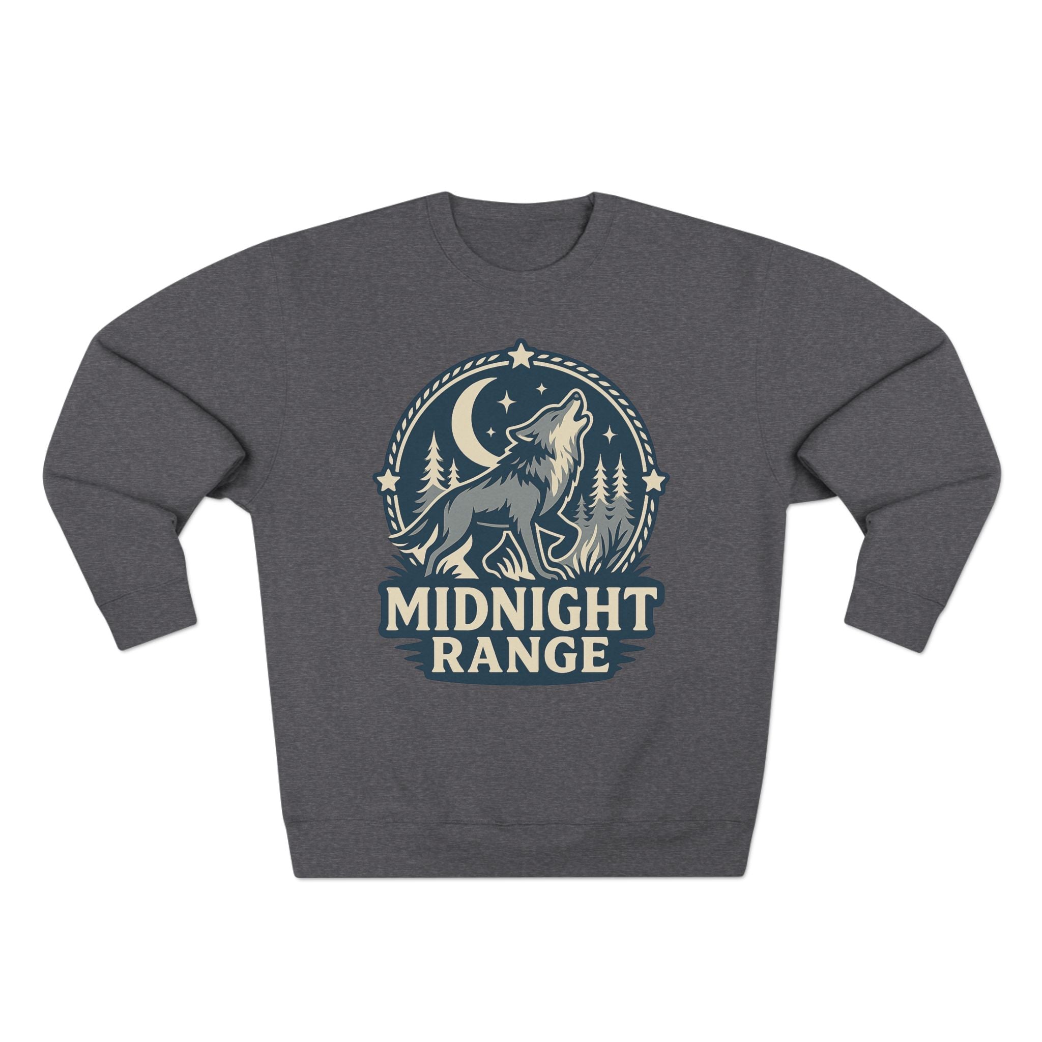 Midnight Range Wolf Sweatshirt | Cozy Unisex Crewneck | Perfect for Nature Lovers, Fall Adventures, and Bonfire Nights