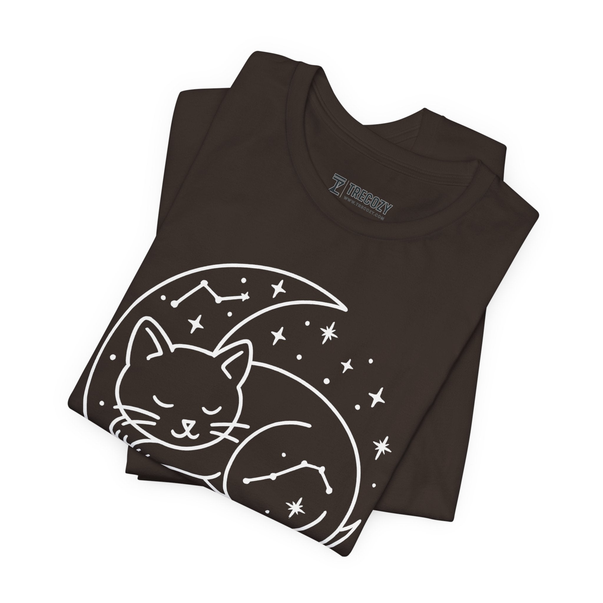 Cozy Cat Moon T-Shirt - Relaxed Tee for Cat Lovers, Perfect Gift for Birthdays, Holidays, or Casual Wear, Soft Cotton Top, Animal Lovers Tee