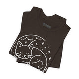 Cozy Cat Moon T-Shirt - Relaxed Tee for Cat Lovers, Perfect Gift for Birthdays, Holidays, or Casual Wear, Soft Cotton Top, Animal Lovers Tee