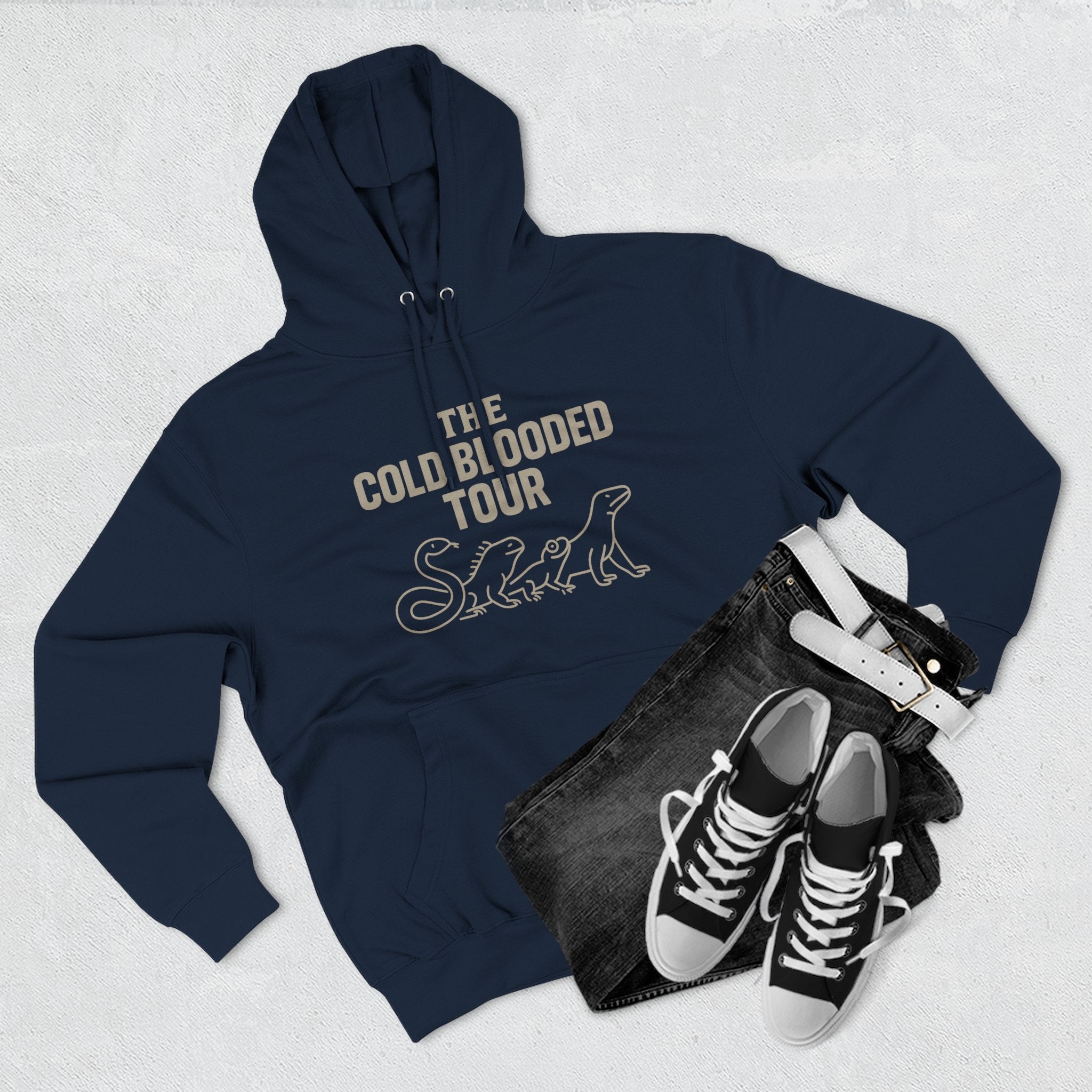 The Cold Blooded Tour Signature Fleece Hoodie - Snake, Iguana & Gecko Lovers Must-Have, Pet Parent Gift, Cozy Sweatshirt, Reptile Lover Wardrobe, Comfortable Hooded Sweatshirt