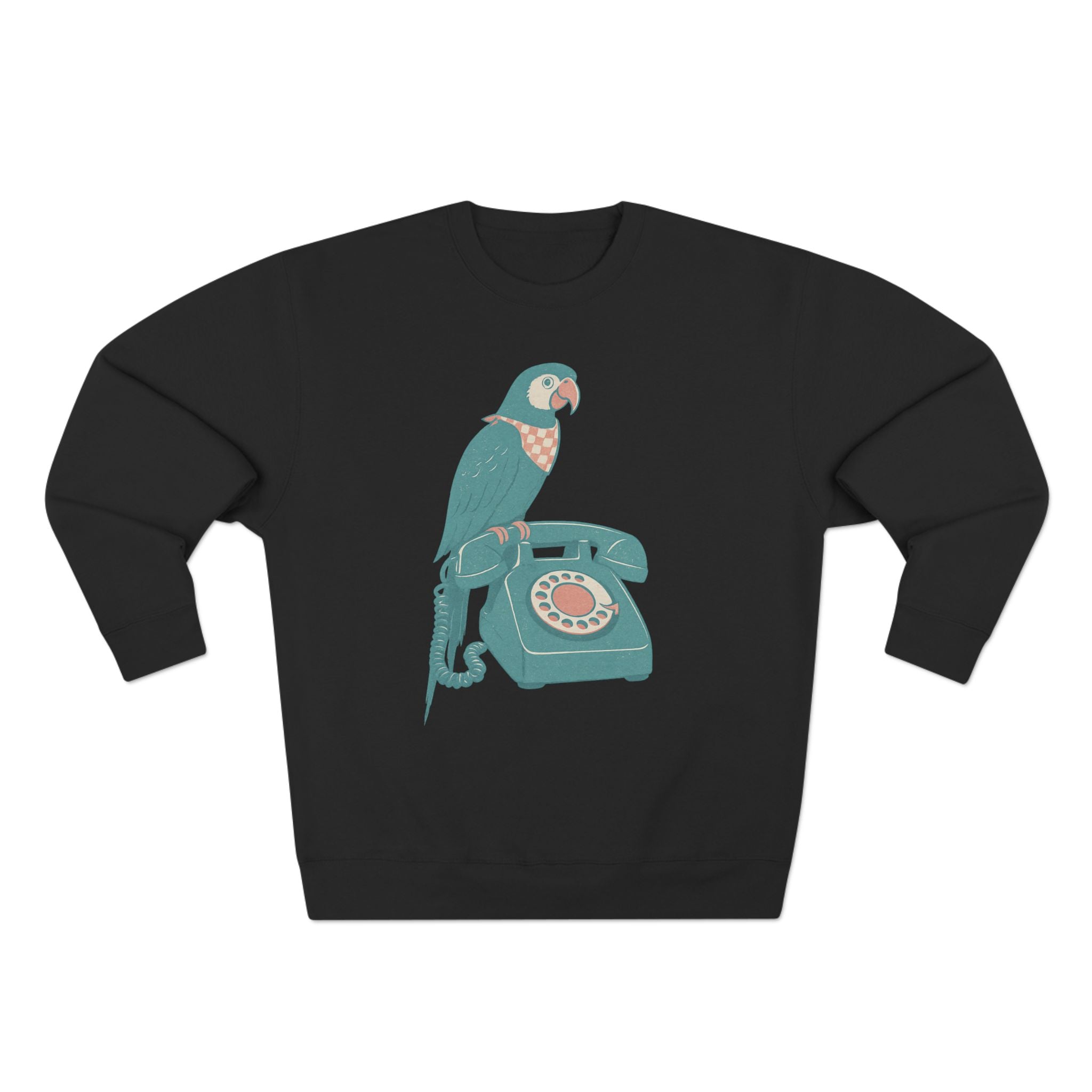 Vintage Parrot Phone Unisex Crewneck Sweatshirt, Gift for Bird Lovers, Cute Casual Wear, Retro Vibe, Ideal for Cozy Days, Birthday Gift