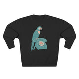 Vintage Parrot Phone Unisex Crewneck Sweatshirt, Gift for Bird Lovers, Cute Casual Wear, Retro Vibe, Ideal for Cozy Days, Birthday Gift