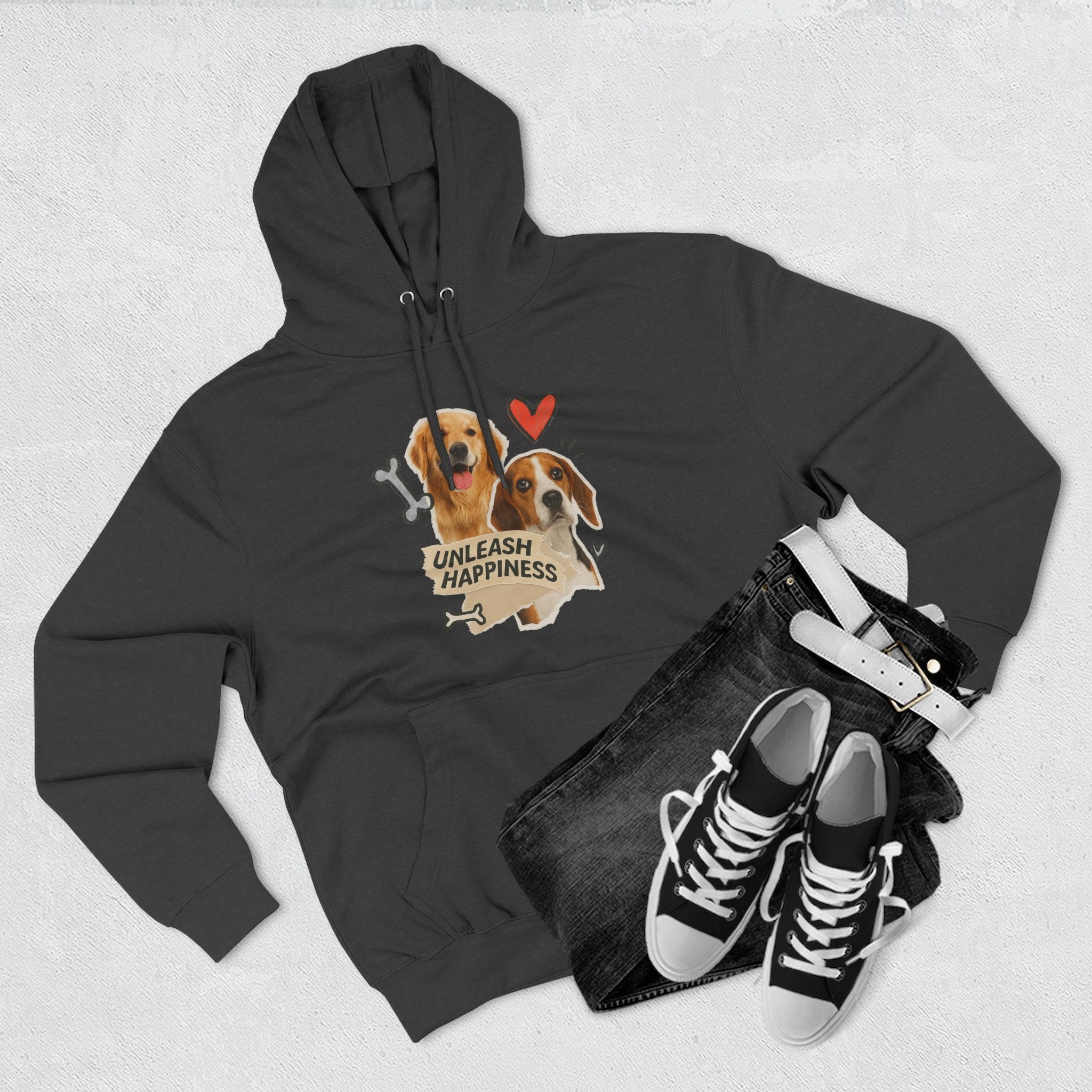Dog Lover's Fleece Hoodie - Unleash Happiness, Pet Parent Gift, Cozy Dog Sweatshirt, Animal Lover Wardrobe, Comfortable Hooded Sweatshirt
