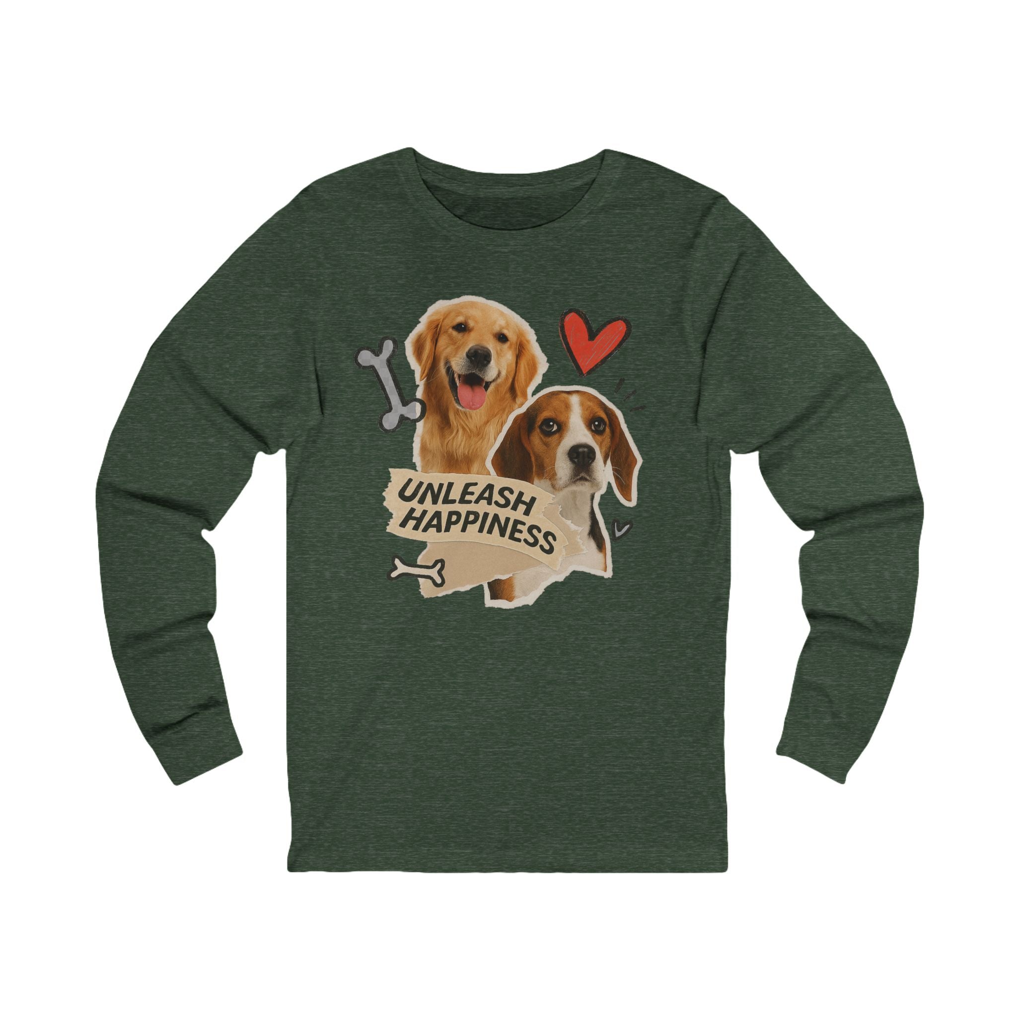 Unleash Happiness Dog Lover Long Sleeve Tee, Pet Owner Shirt, Gift for Dog Mom, Animal Lover Apparel, Cozy Fall Outfit