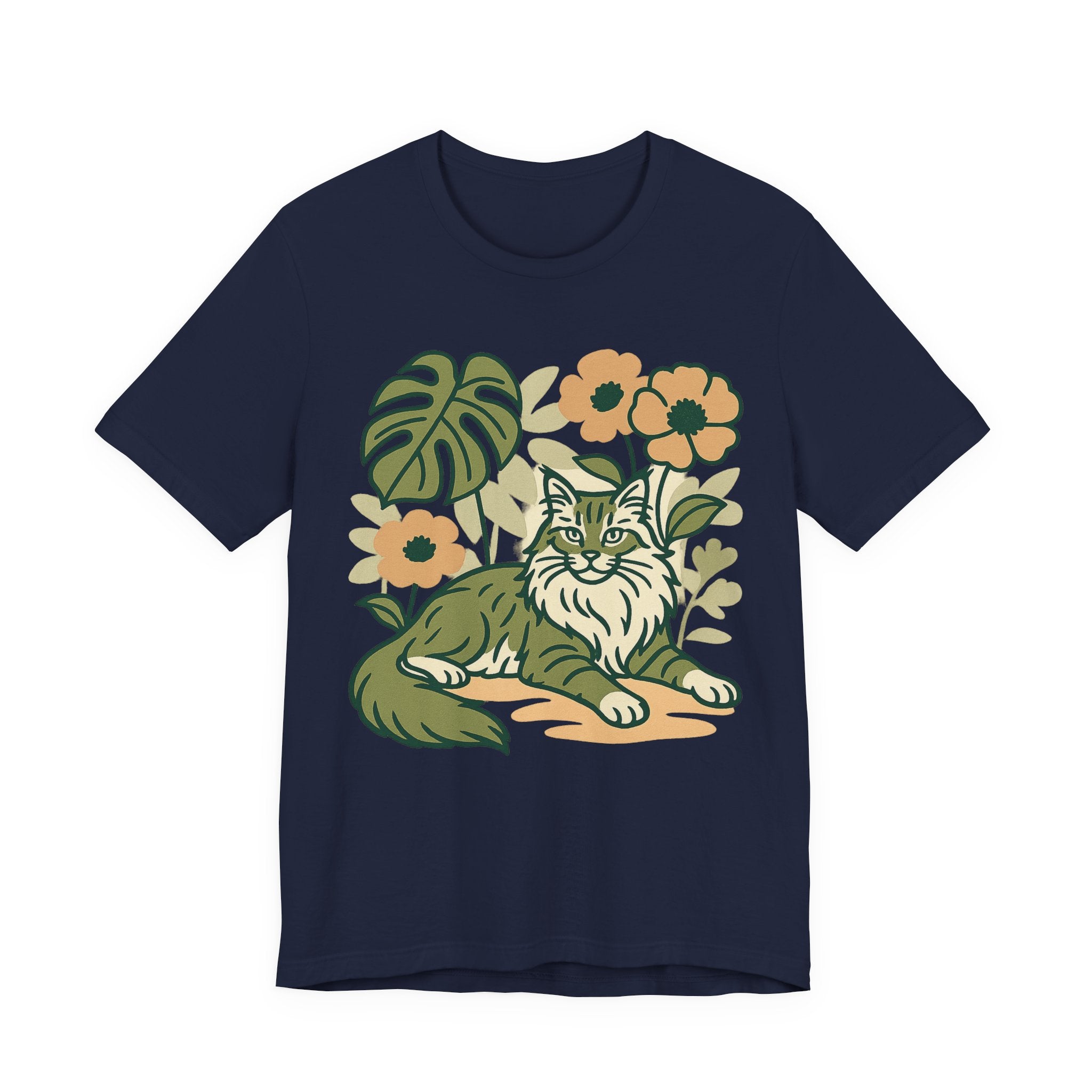 Cat with Plants Tee, Unisex Graphic Shirt, Pawsome Travel Shirt, Pet Lover Gift, Outdoor Adventure Apparel