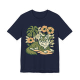 Cat with Plants Tee, Unisex Graphic Shirt, Pawsome Travel Shirt, Pet Lover Gift, Outdoor Adventure Apparel