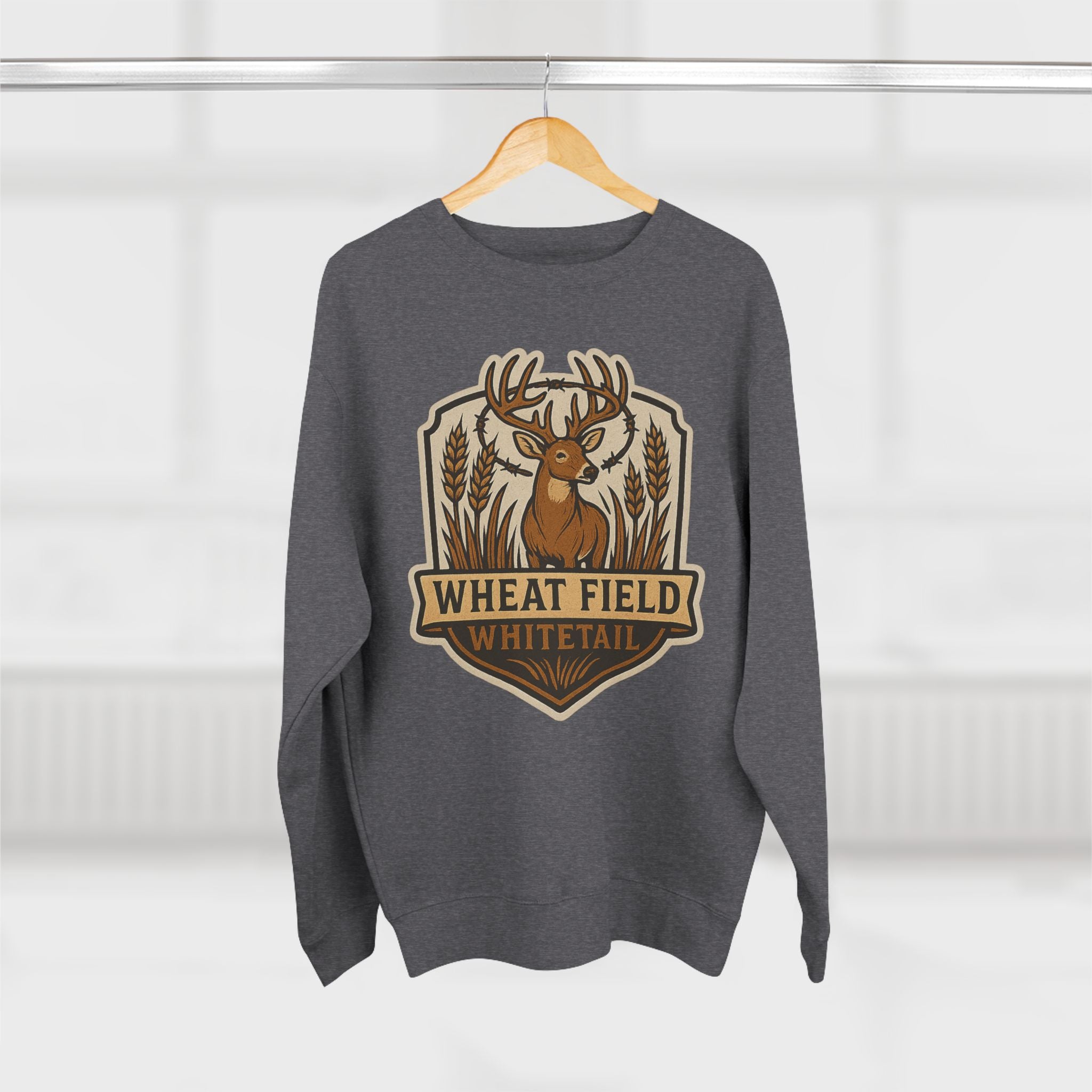 Wheat Field Whitetail Deer Sweatshirt - Unisex Cozy  Crewneck, Fall Fashion, Nature Lover Apparel, Casual Style