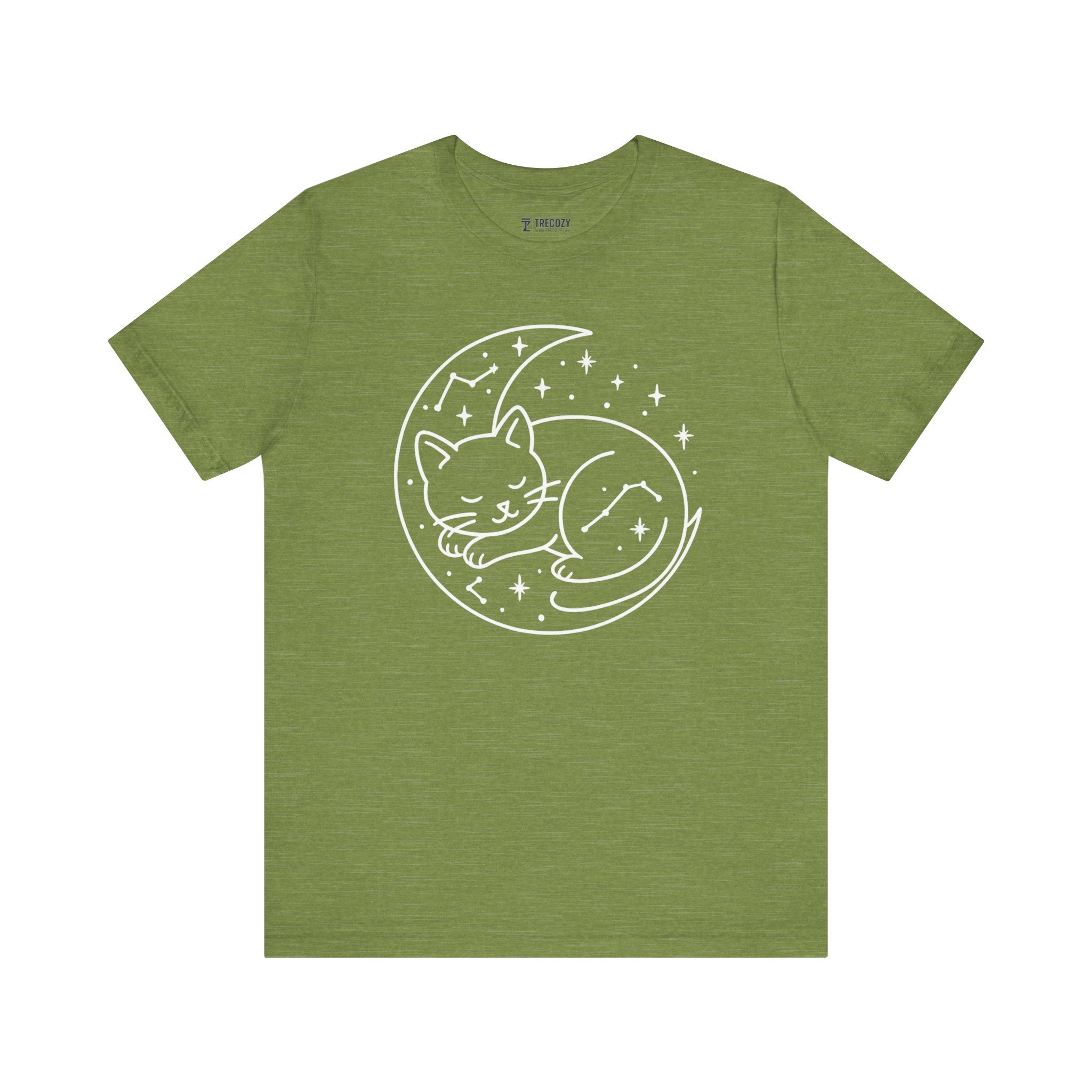 Cozy Cat Moon T-Shirt - Relaxed Tee for Cat Lovers, Perfect Gift for Birthdays, Holidays, or Casual Wear, Soft Cotton Top, Animal Lovers Tee