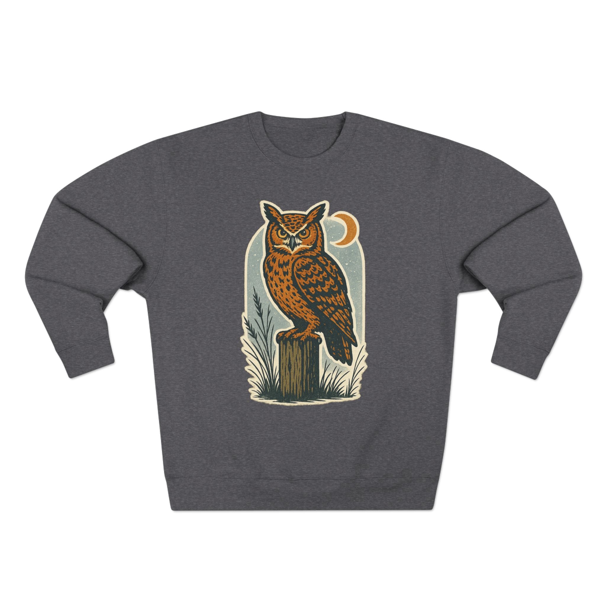 Vintage Owl Unisex Crewneck Sweatshirt - Cozy Fall Wear, Nature Lover Gift, Perfect for Halloween, Casual Comfy Style