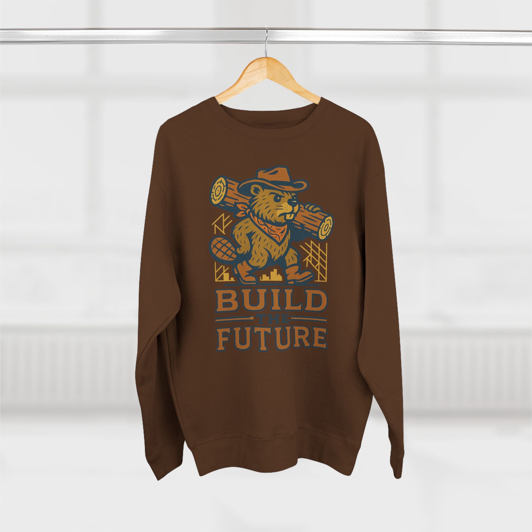 Cozy Unisex Beaver Crewneck Sweatshirt - Build the Future, Inspirational Gift for Dreamers, Casual Layer for Nature Lovers, Comfortable