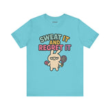 Sweat It and Regret It – Funny Sports Bunny T-Shirt, Quirky Cartoon Tennis Graphic Tee
