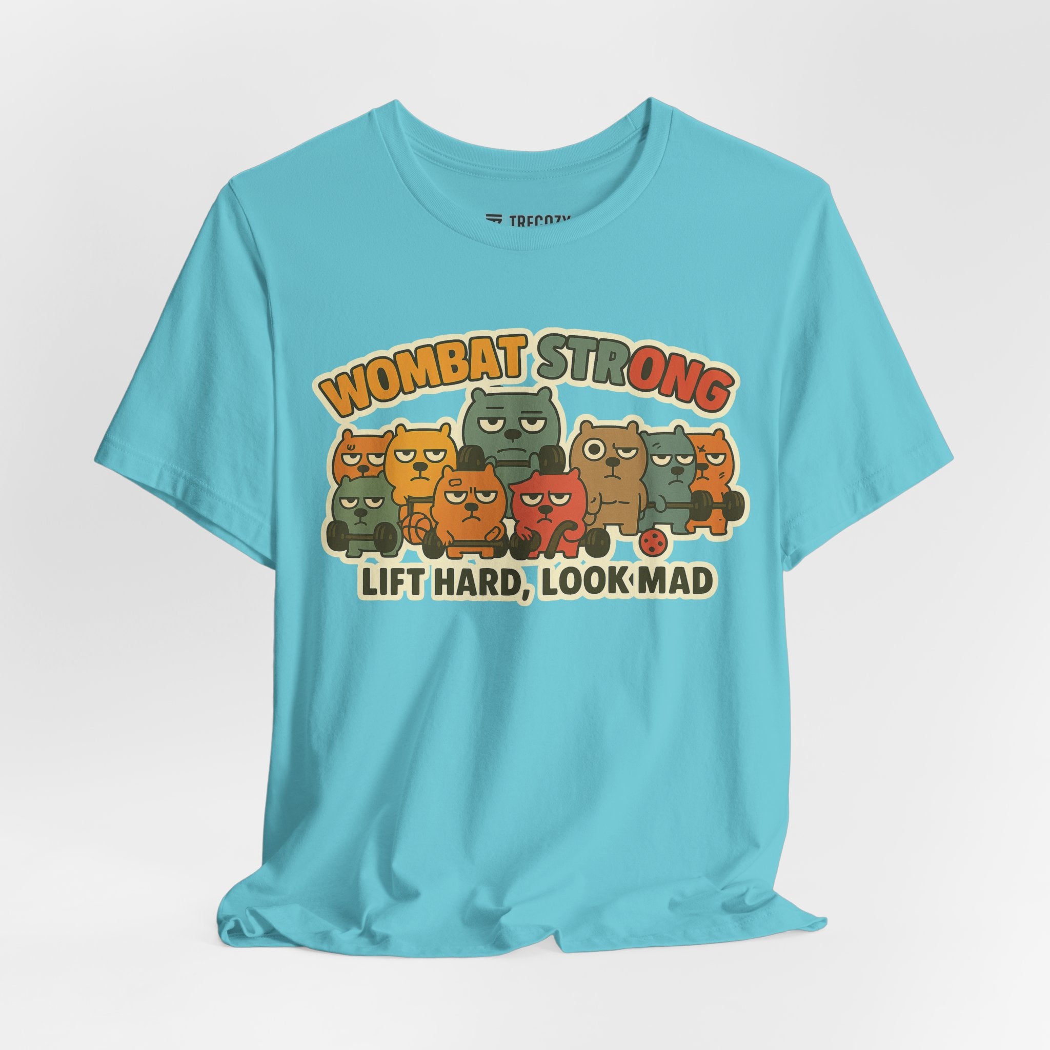 Wombat Strong – Funny Gym Animal T-Shirt, Lift Hard Look Mad Cartoon Graphic Tee