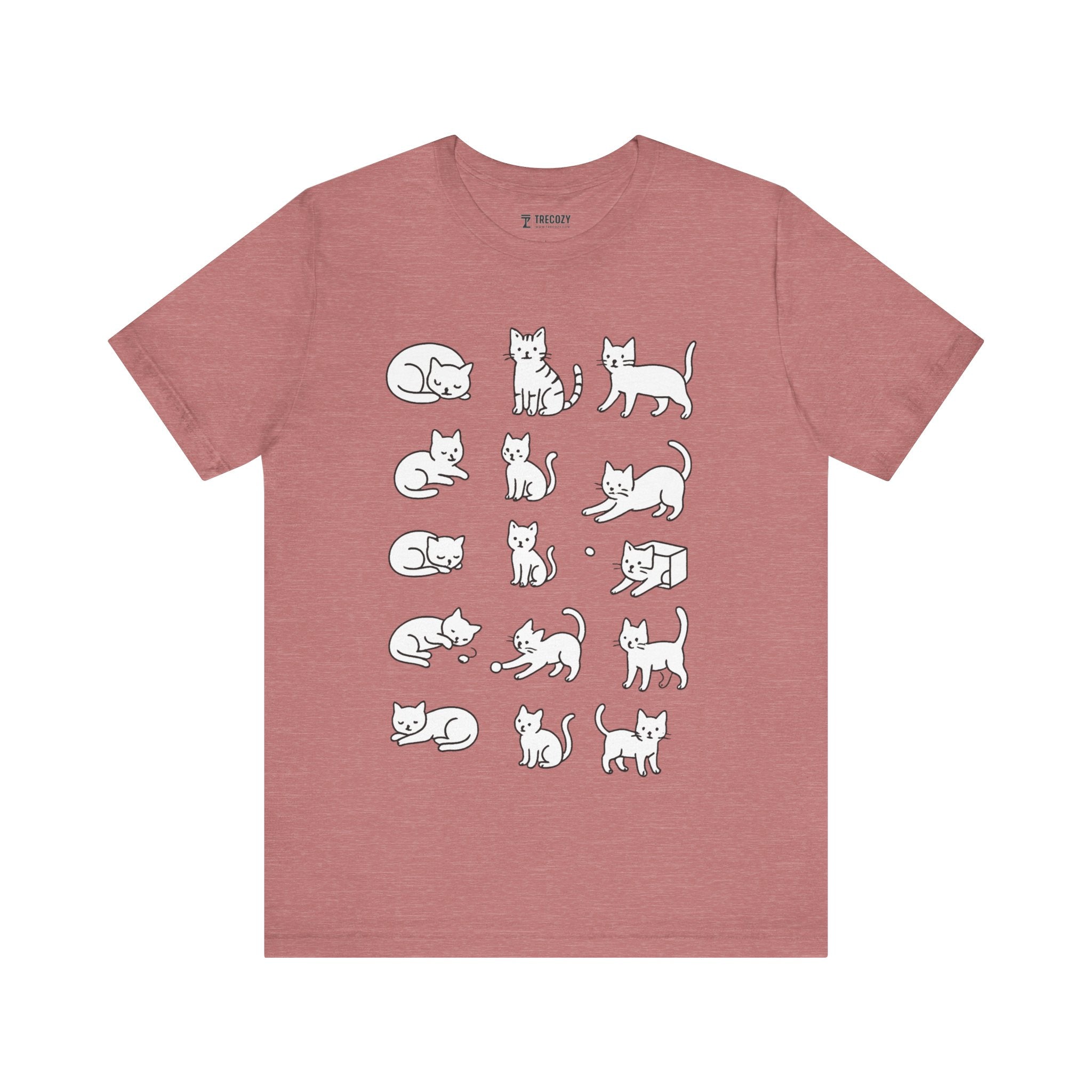 Multiple Cats Playing Tee, Cozy Cat Lover Shirt, Gift for Pet Owners, Cute Animal Top, Cat with Flowers