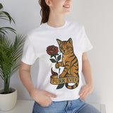 Purr Ever Cat Tee, Cozy Cat Lover Shirt, Gift for Pet Owners, Cute Animal Top, Cat with Flowers
