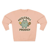 Pickleball Prodigy Unisex Crewneck Sweatshirt, Funny Pickleball Gift for Players, Sports Sweatshirt for Kids and Adults
