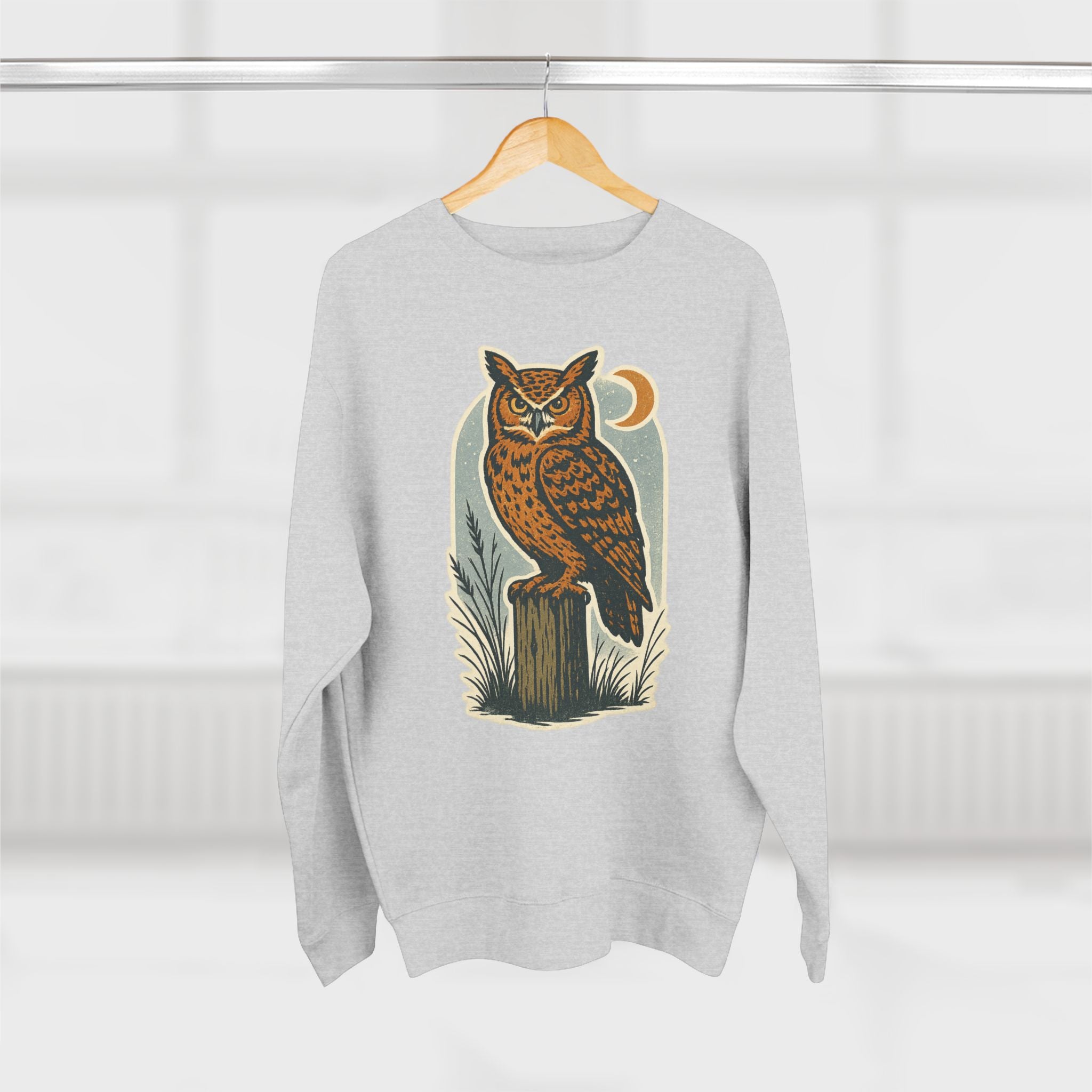 Vintage Owl Unisex Crewneck Sweatshirt - Cozy Fall Wear, Nature Lover Gift, Perfect for Halloween, Casual Comfy Style