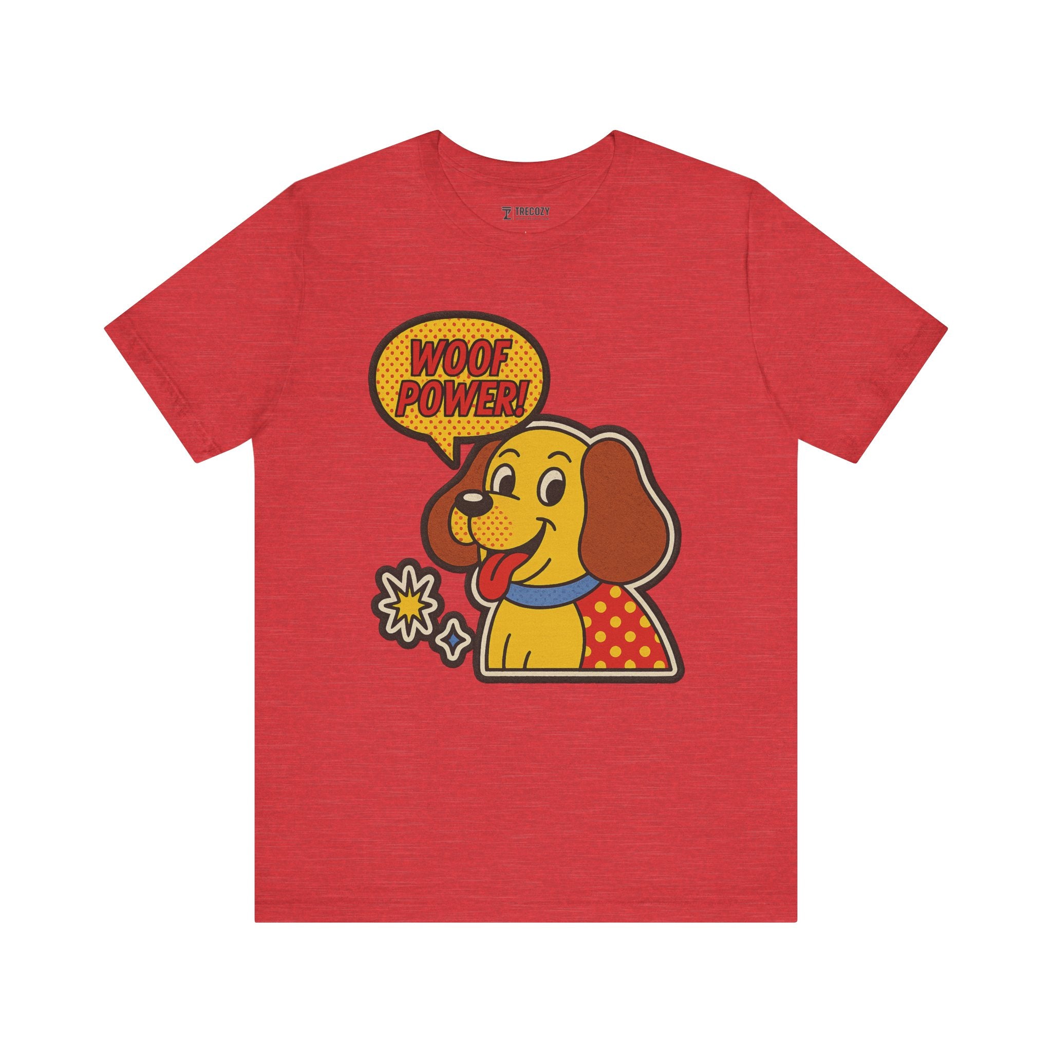 Woof Power Unisex Tee, Dog Lover Shirt, Fun Graphic Tee, Pet Owner Gift, Cartoon Dog T-Shirt, Animal Lover Apparel