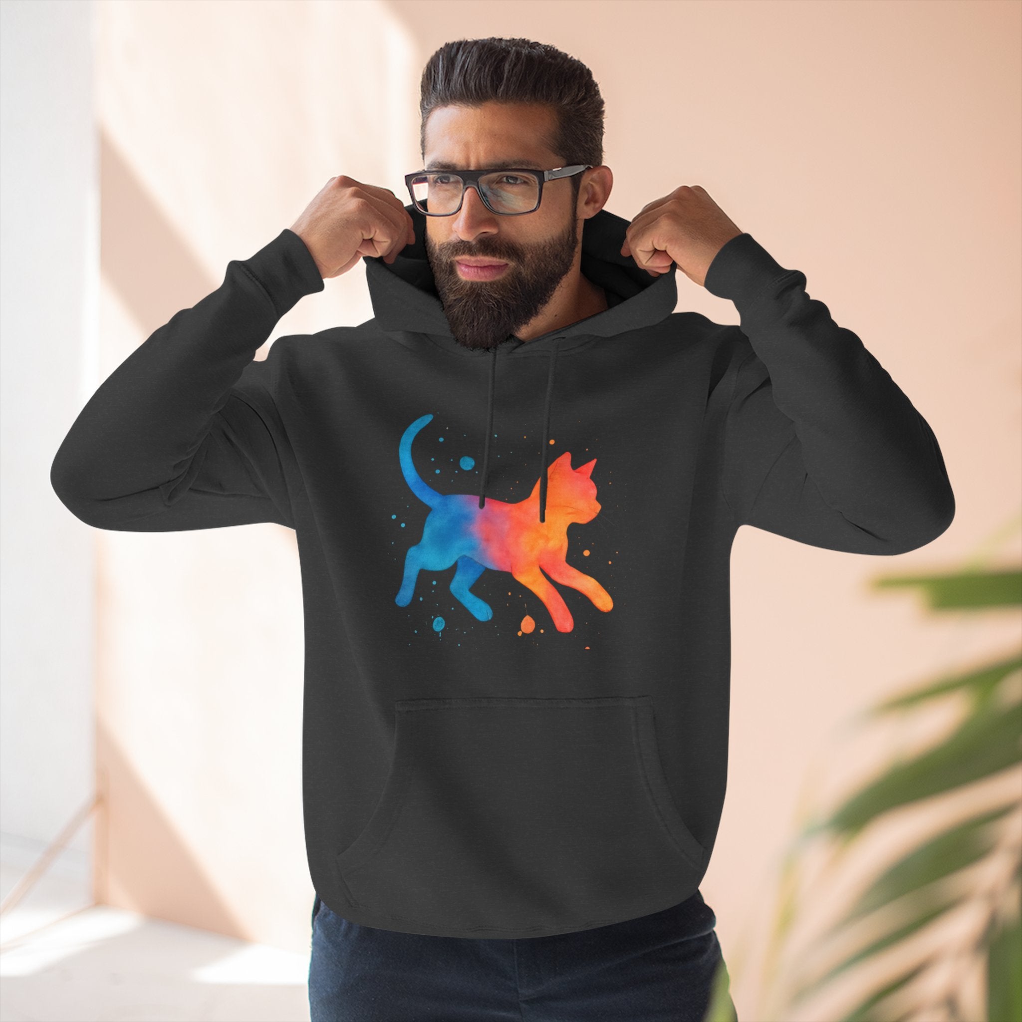 Pet Lovers Three-Panel Fleece Hoodie, Cat and Dog Hoodie, Unique Pet Apparel, Cozy Animal Lover Gift, Cute Hoodie for Pet Owners