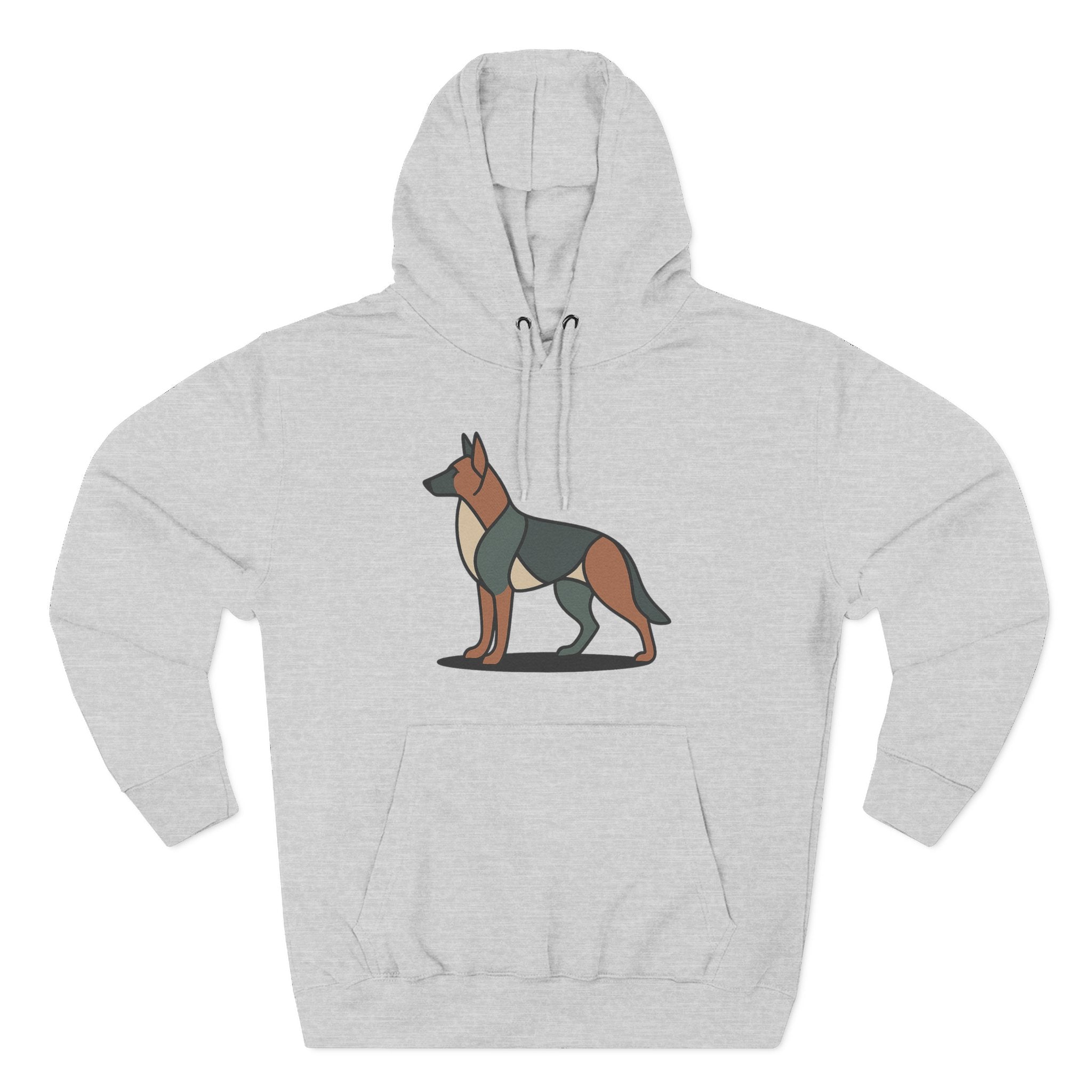Geometric German Shepherd Signature Fleece Hoodie with Back Print - Pet Parent Gift, Cozy Dog Hoodies, Animal Lover Wardrobe, Comfortable Hooded Sweatshirt Musthaves