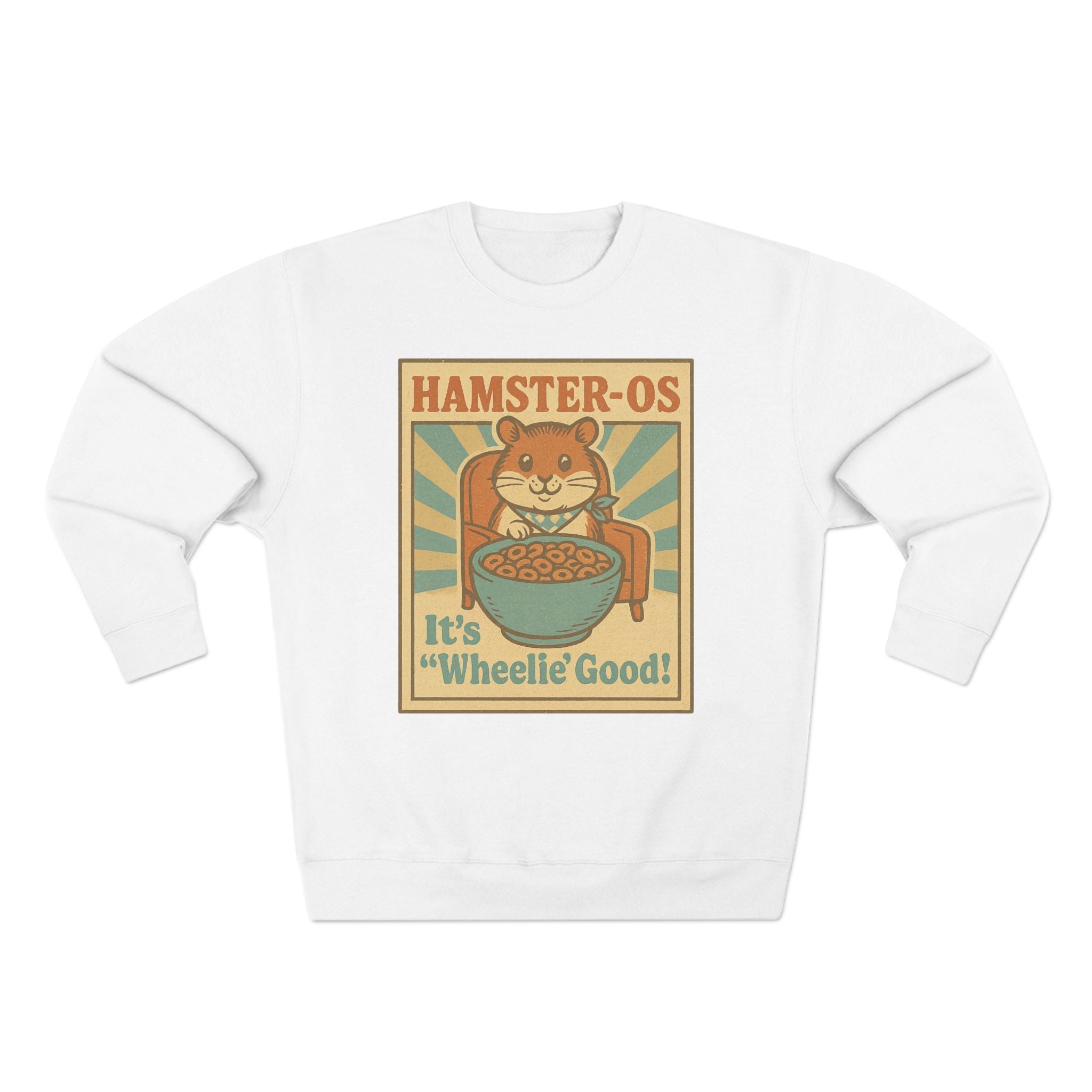Cute Vintage Hamster Cereal Sweatshirt, Whimsical Crewneck, Unisex Gift, Cute Fall Fashion, Fun Graphic Pullover, Perfect for Animal Lovers