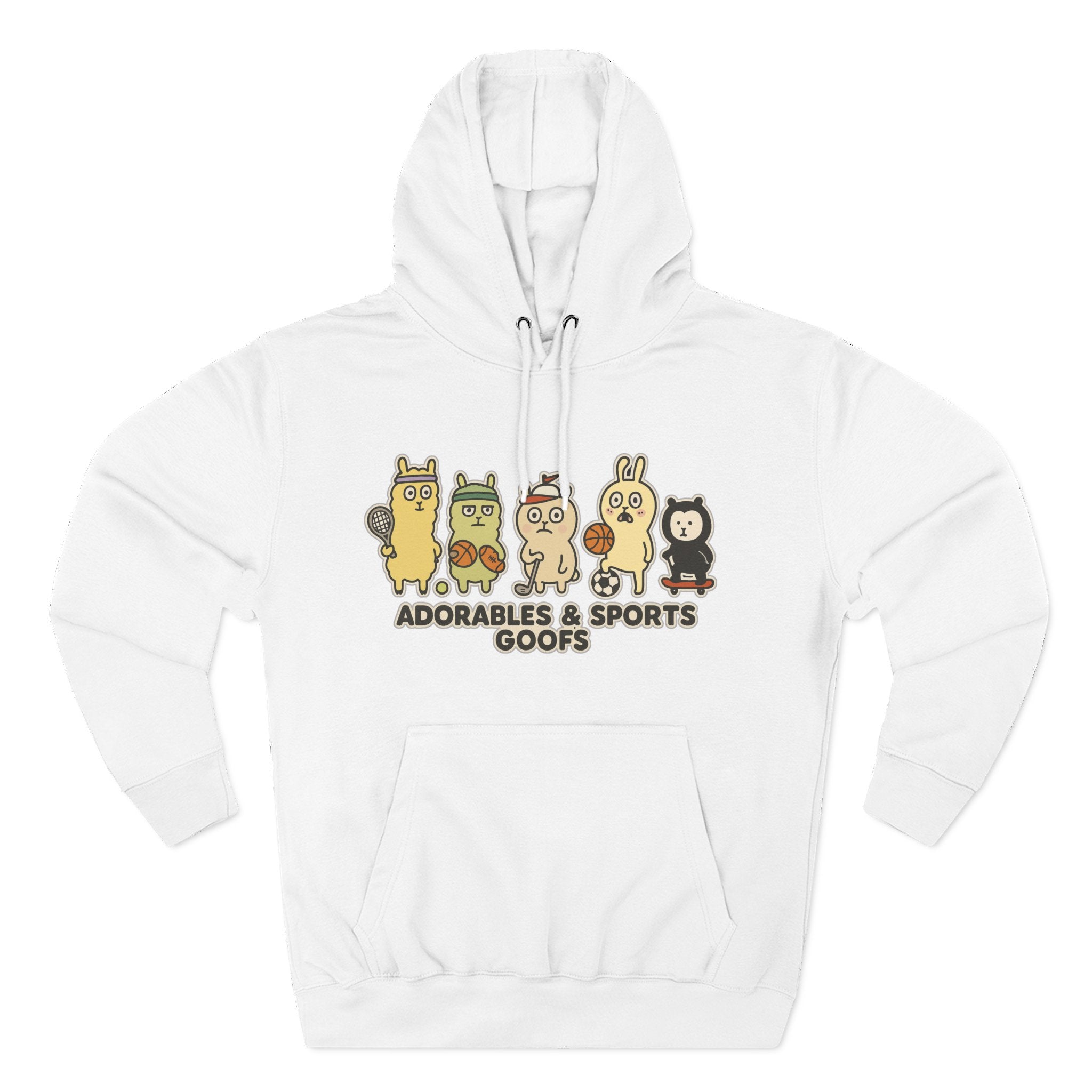Adorable Characters Fleece Hoodie, Cozy Sweatshirt, Relaxed Apparel, Gift for Friends, Casual Wear, Chill Hoodie