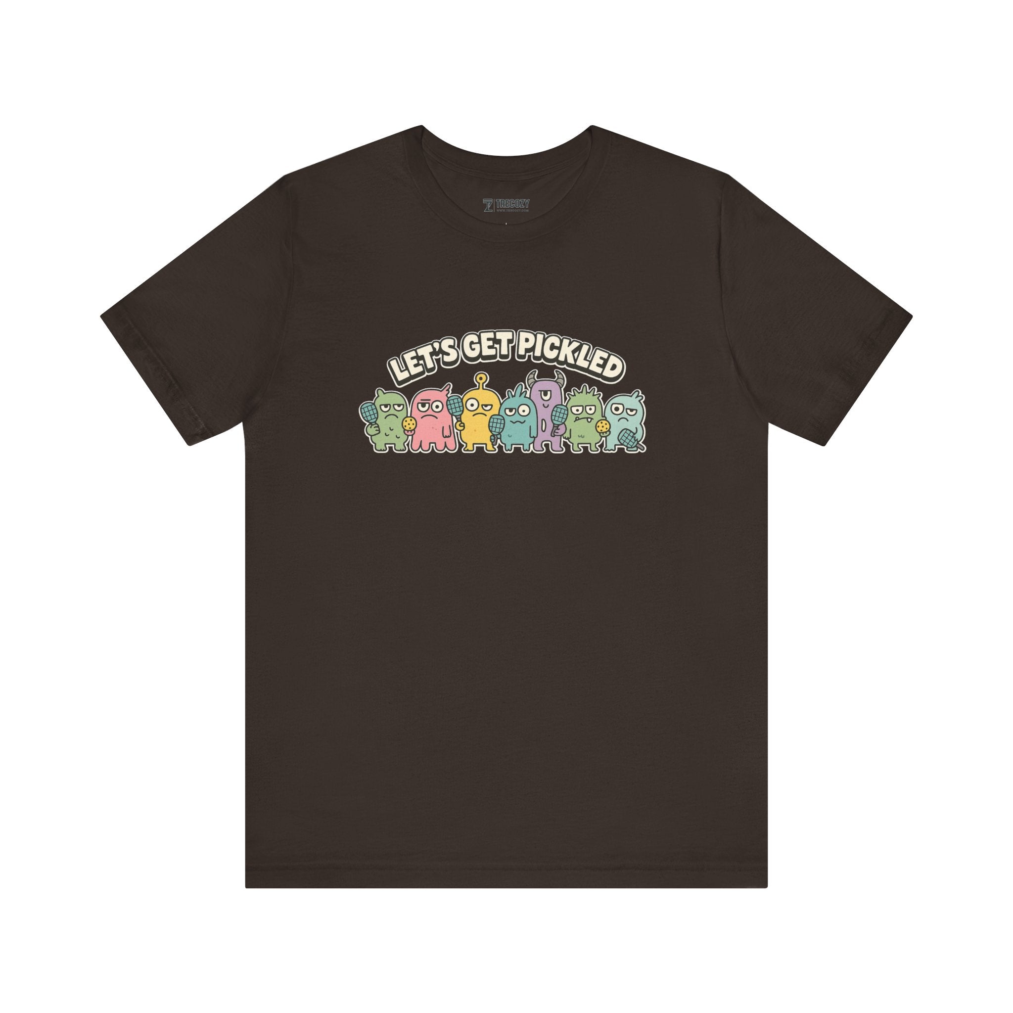 Let’s Get Pickled – Funny Pickleball Monster T-Shirt, Quirky Cartoon Sports Graphic Tee