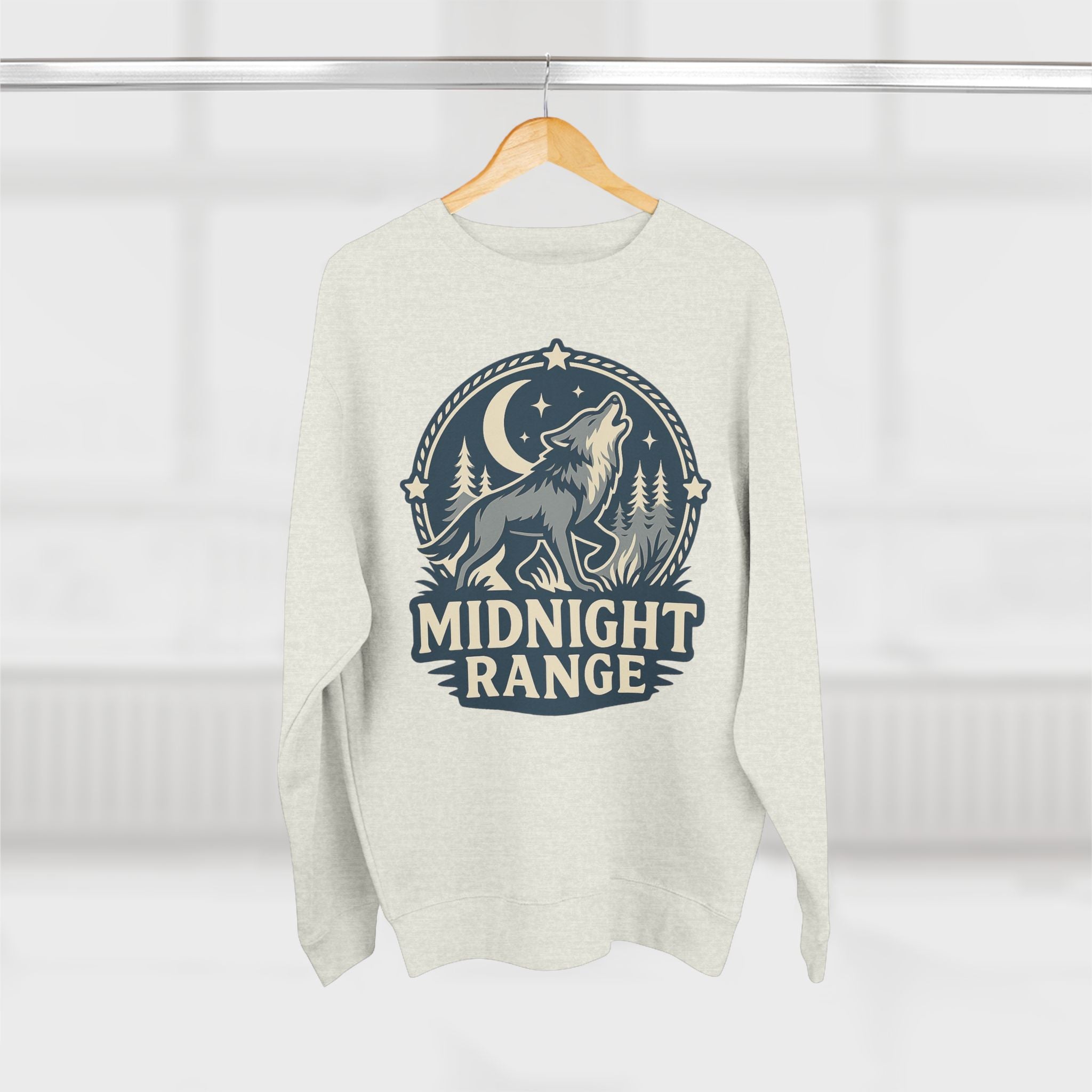Midnight Range Wolf Sweatshirt | Cozy Unisex Crewneck | Perfect for Nature Lovers, Fall Adventures, and Bonfire Nights