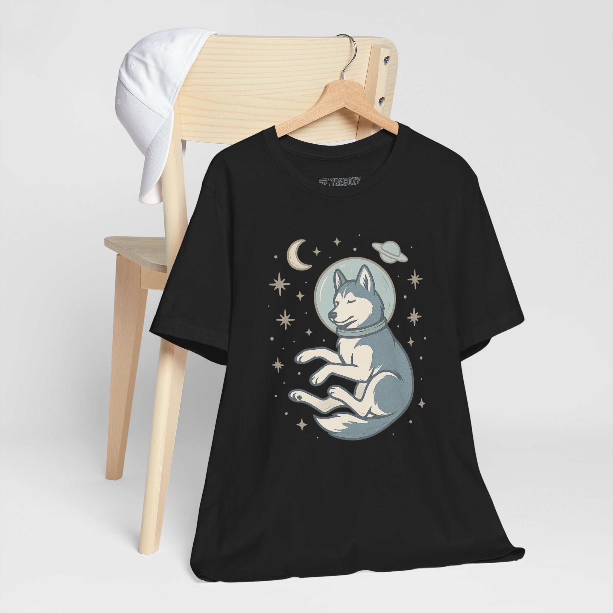 Dreaming Husky Astronaut Tee, Cozy TShirt, Gift for Pet Owners, Trending Cute Animal Top, Cute Dog Tshirt
