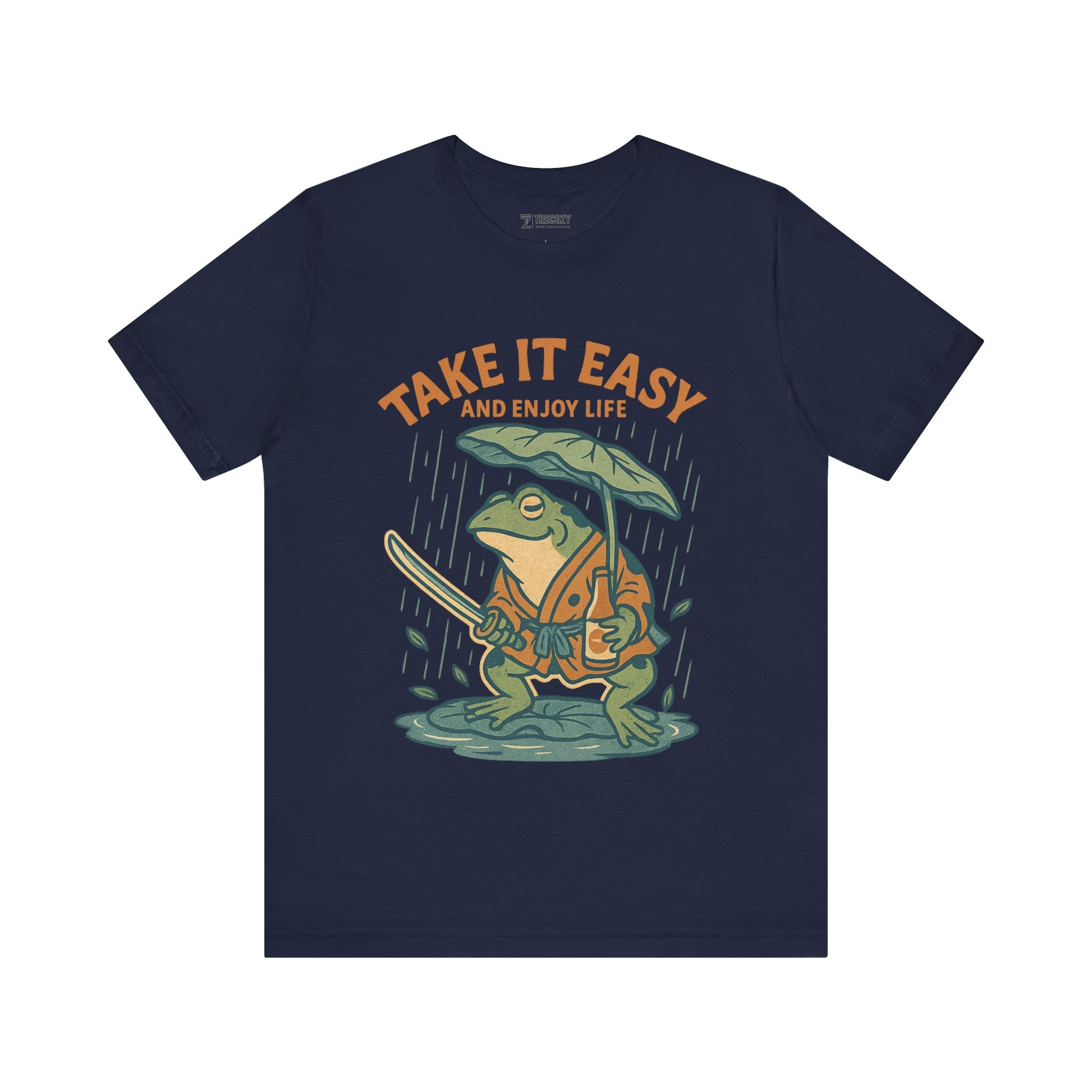 Take It Easy and Enjoy Life – Japanese Ukiyo-e Samurai Frog T-Shirt, Zen Warrior Graphic Tee