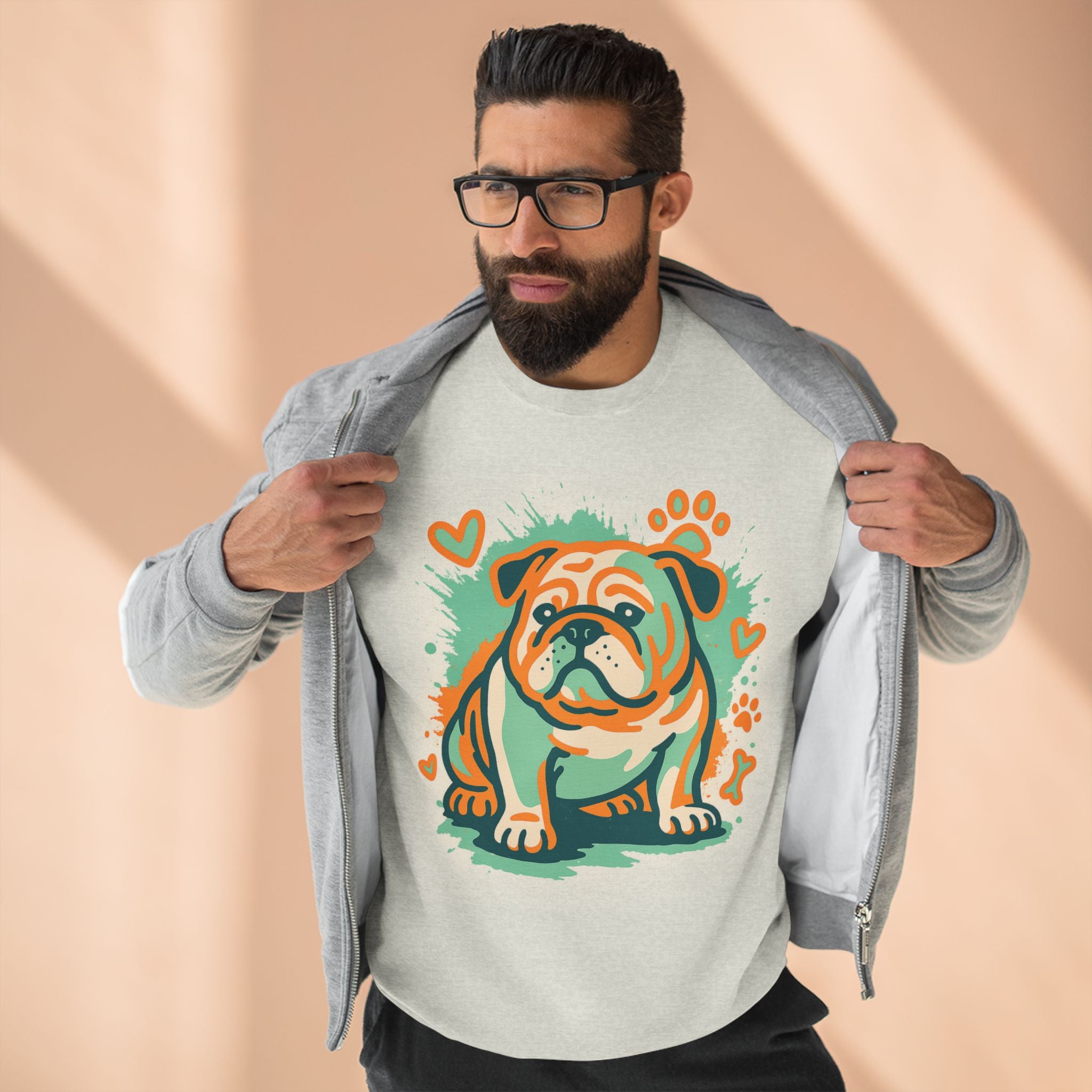 Cozy Bulldog Pet-Themed Crewneck Sweatshirt, Perfect Gift for Dog Lover