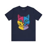 Colorful Cat Tee, Cozy Cat Lover Shirt, Gift for Pet Owners, Trending Cute Animal Top, Nature Inspired Fashion